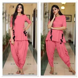 Pink color lovely dhoti suit